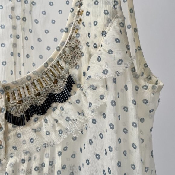 Willow & Clay Flowy Lightweight Tank Top Boho Beading Floral, Size M - Picture 4 of 10